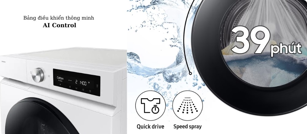 Máy Giặt Samsung WW10DB7U34GWSV có chế độ Super Speed giặt siêu tốc