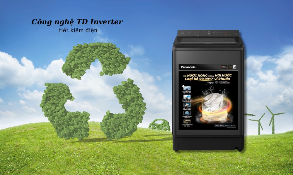 Máy giặt Panasonic NA-FD125V4BV tiết kiệm điện năng với công nghệ TD Inverter