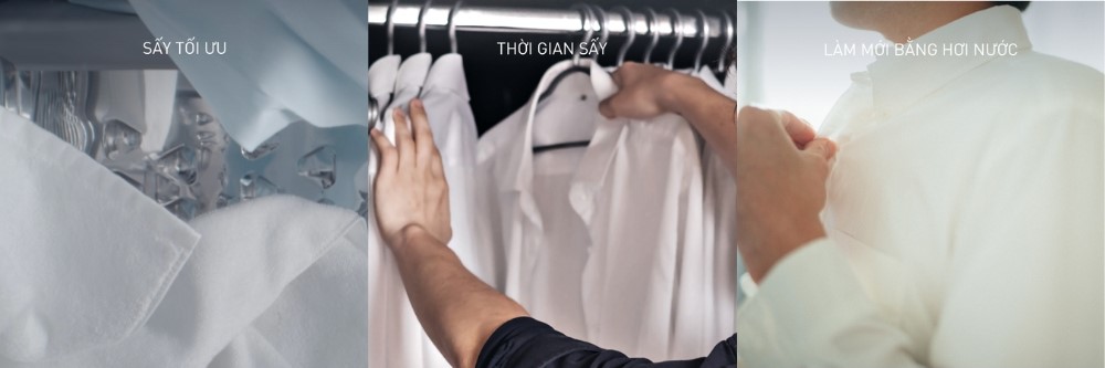 Quần áo khô nhanh hơn, giảm nhăn với 3 chế độ sấy tiện ích