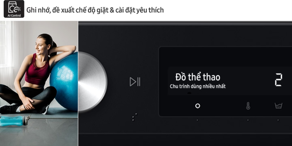 Samsung WW10DB7U34GBSV thiết kế bảng điều khiển thông minh AI Control