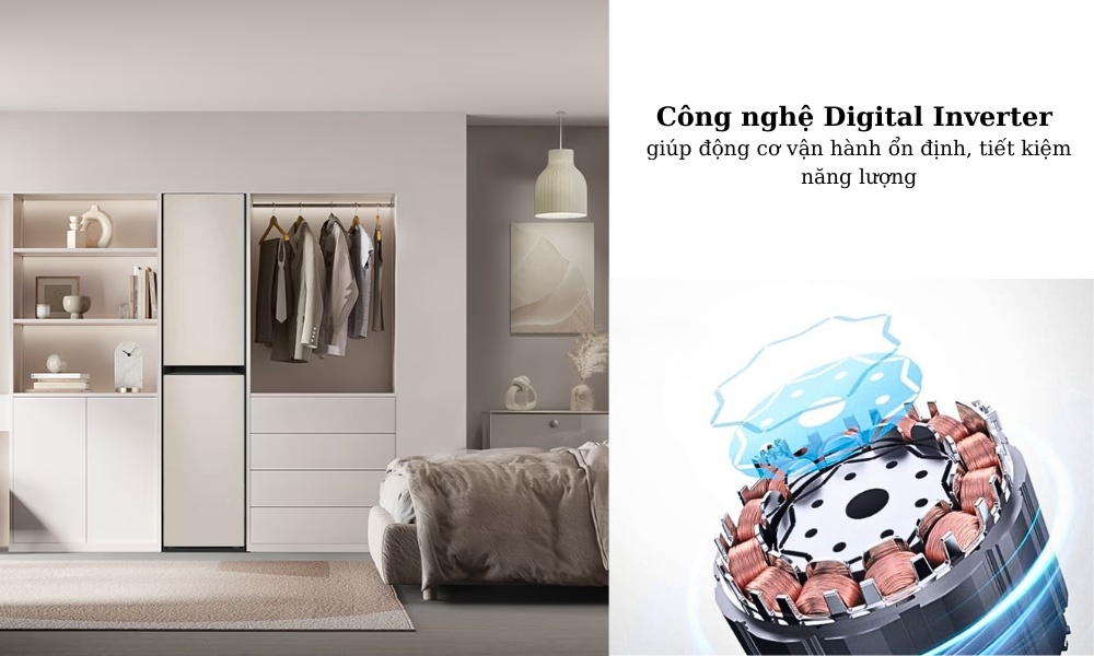Tủ chăm sóc quần áo Samsung được trang bị công nghệ Digital Inverter