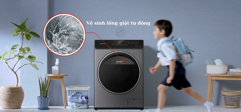 Vệ sinh lồng giặt tự động của máy giặt sấy Panasonic NA-V10FC1LVT
