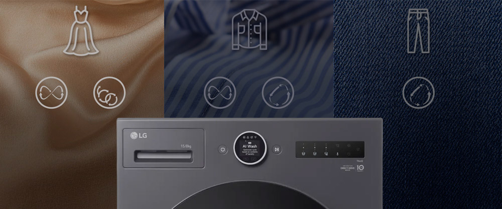 Máy Giặt Sấy LG 15/8 Kg F2515RNTG tích hợp Deep-learning AI DD