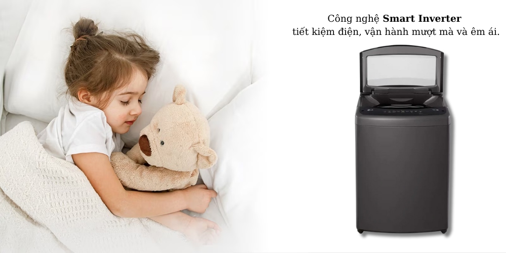 Công nghệ Smart Inverter tiết kiệm điện trên Máy Giặt LG T2515VBTB