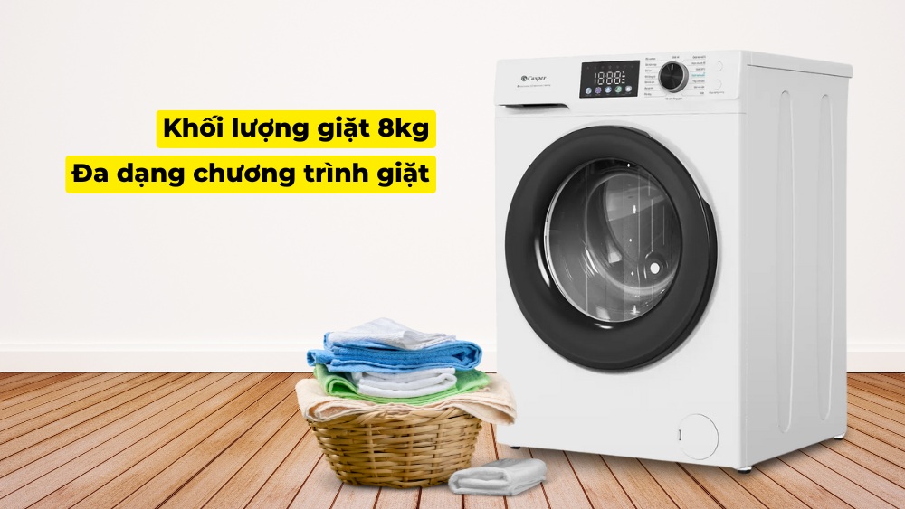 Máy sở hữu khối lượng giặt 8kg, đa dạng chương trình giặt