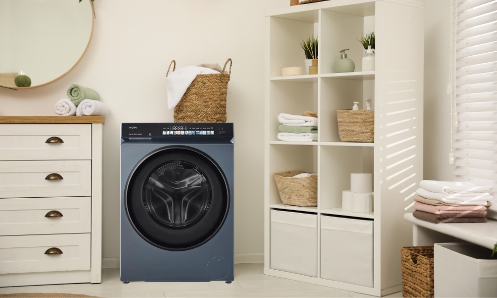 Máy Giặt Aqua AW12-B4377U1L(GN) thuộc dòng máy giặt cửa trước