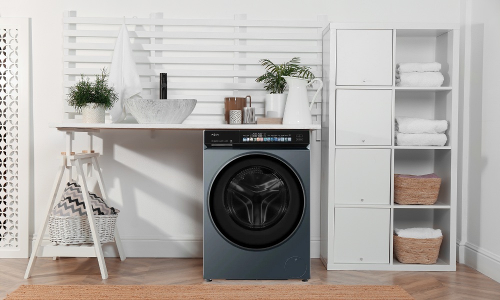 Máy Giặt Aqua AW12-BD4377U1L(GN) sở hữu thiết kế lồng ngang