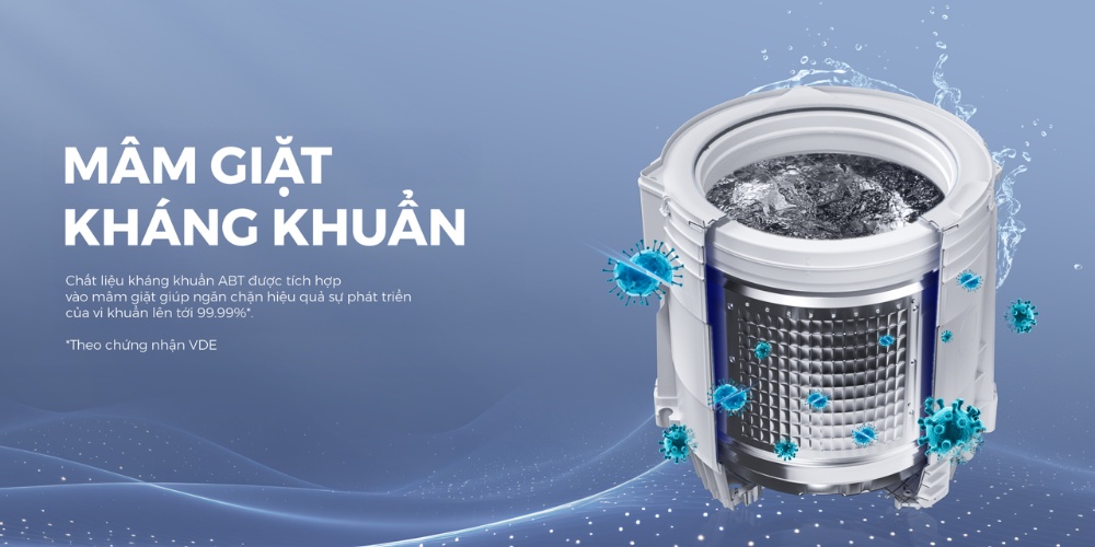 Máy Giặt Aqua AWM14-B2158L(B) có mâm giặt ABT kháng khuẩn