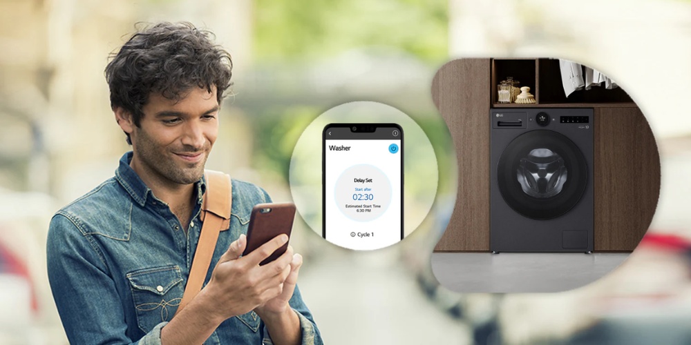 Máy Giặt FX1414S3KA hỗ trợ kết nối và điều khiển từ xa qua ứng dụng LG ThinQ