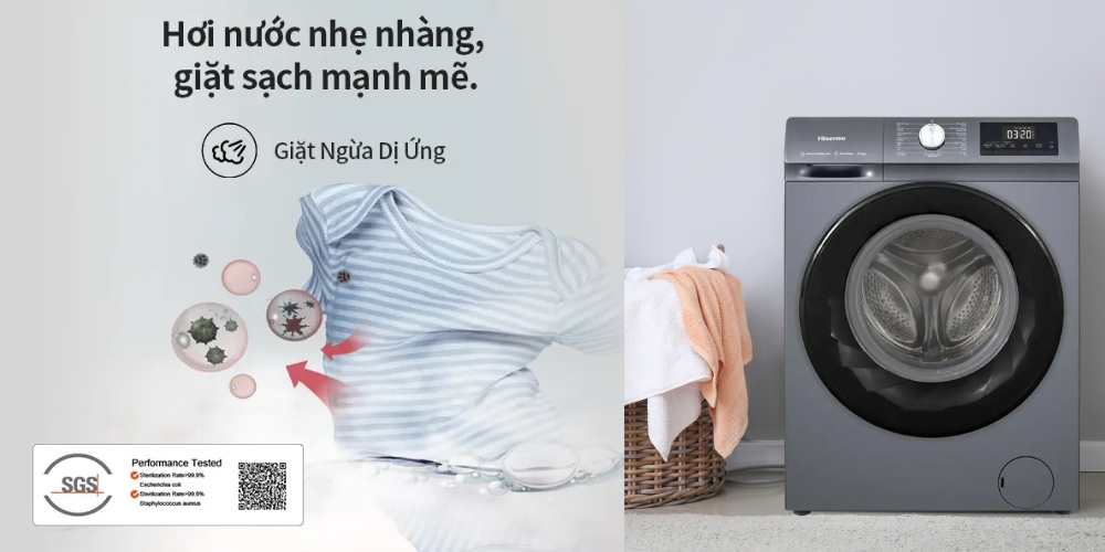 Máy Giặt Hisense WF105N1 có công nghệ giặt hơi nước diệt khuẩn