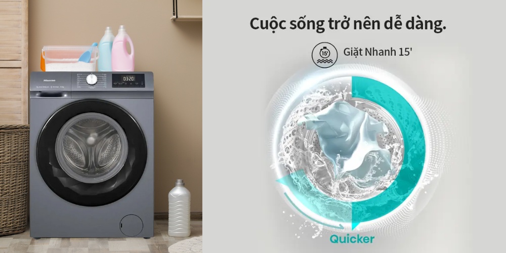Máy Giặt Hisense WF105N1 có giặt nhanh rút ngắn đáng kể thời gian giặt