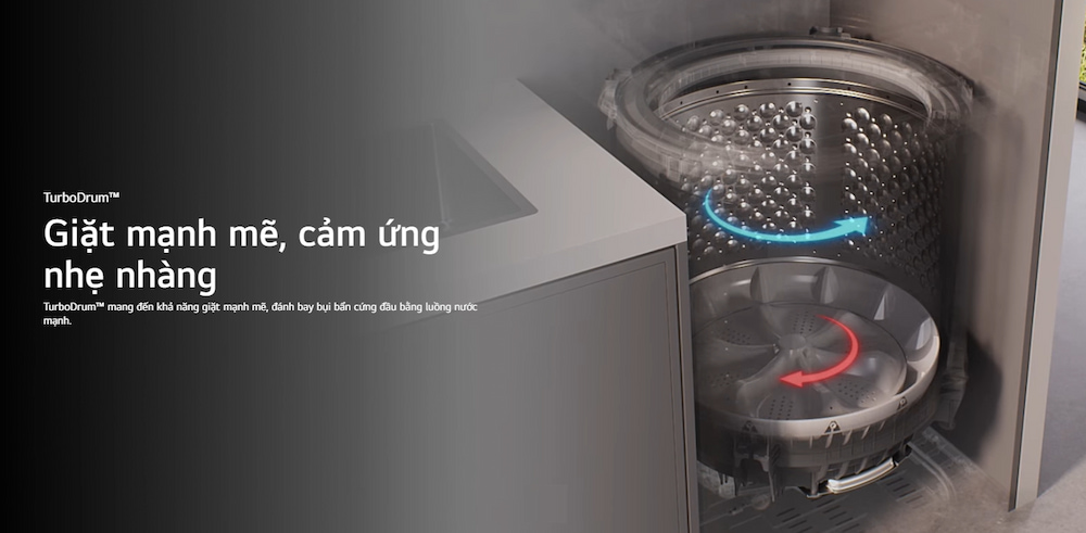 Máy giặt LG T2511VBTB nhờ công nghệ TurboDrum giặt sạch vượt trội