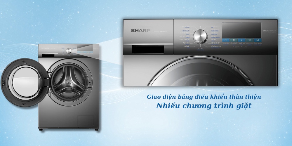 Máy Giặt Sharp ES-FM110CB-DG có nhiều chương trình giặt