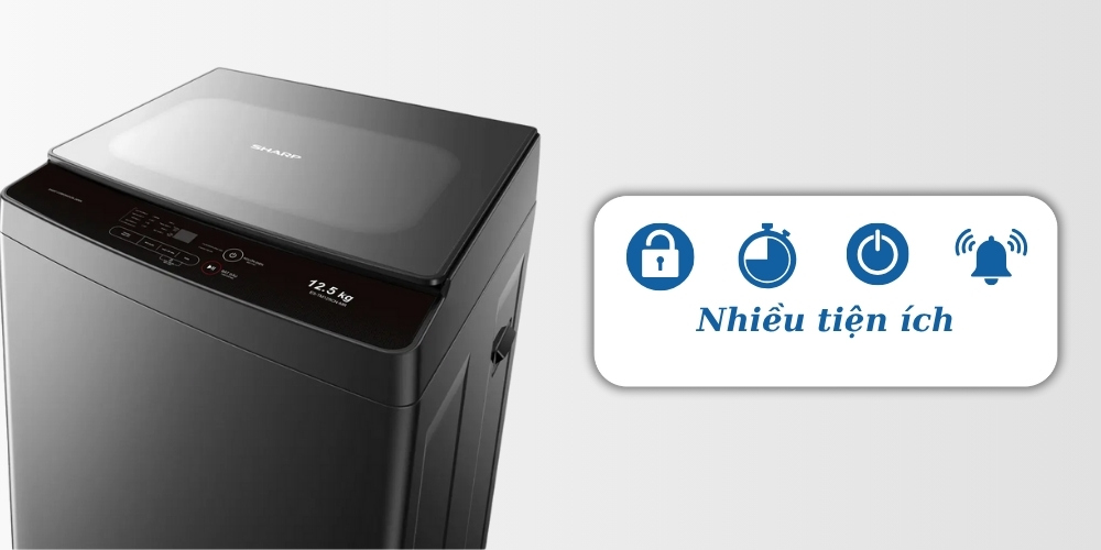 Máy Giặt Sharp ES-TM125CN-MR với nhiều tiện ích nổi bật