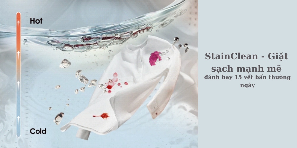 Máy giặt Whirlpool cửa trên với StainClean - Đánh bay 15 vết bẩn thường ngày