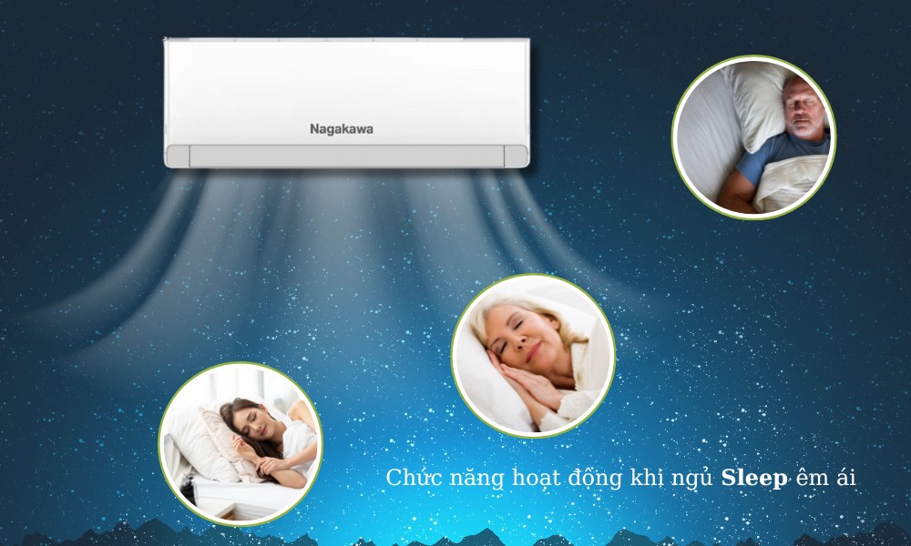 Chức năng hoạt động khi ngủ Sleep êm ái trên Máy Lạnh Nagakawa NIS-C09R2U51