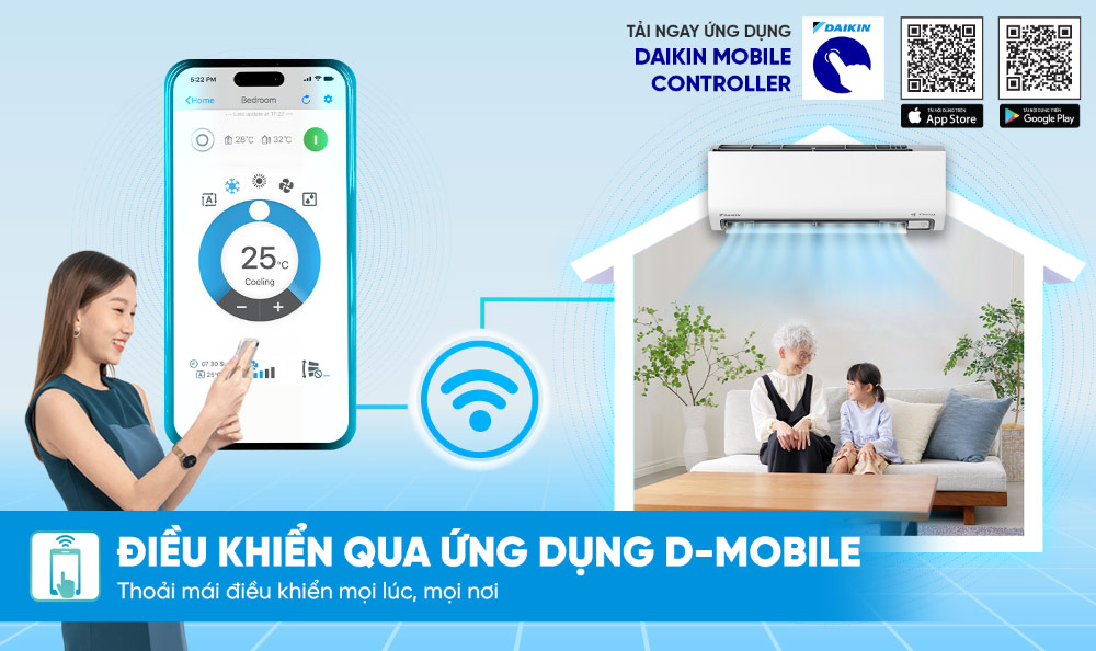 Ứng dụng D-Mobile hỗ trợ điều khiển máy lạnh Daikin từ xa