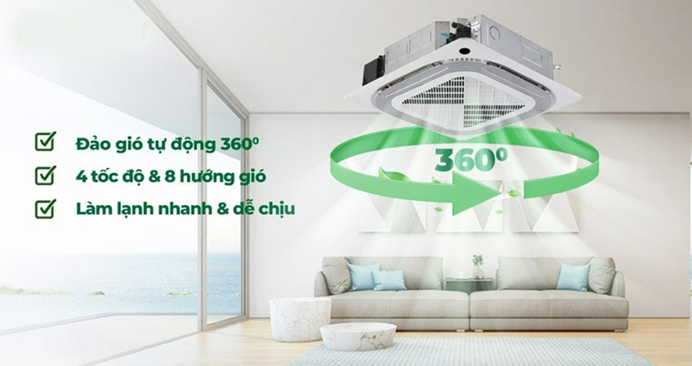 Máy Lạnh Âm Trần Nagakawa NT-C36R1T20 tích hợp cánh đảo gió tự động 360 độ