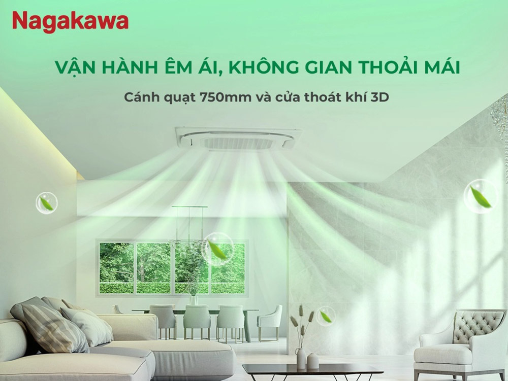 Máy lạnh Nagakawa NIT-C50R2U35 với cánh quạt 750 mm và cửa thoát khí 3D