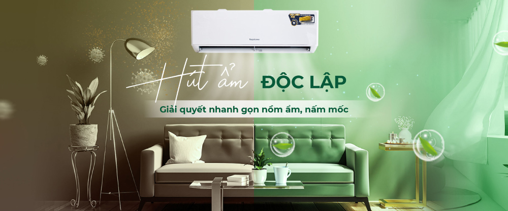 Chế độ hút ẩm độc lập duy trì không gian phòng khô thoáng