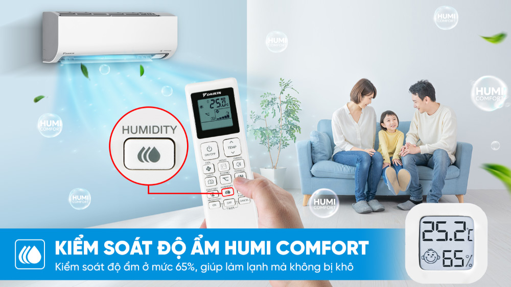 Công nghệ kiểm soát độ ẩm duy trì độ ẩm lý tưởng cho phòng