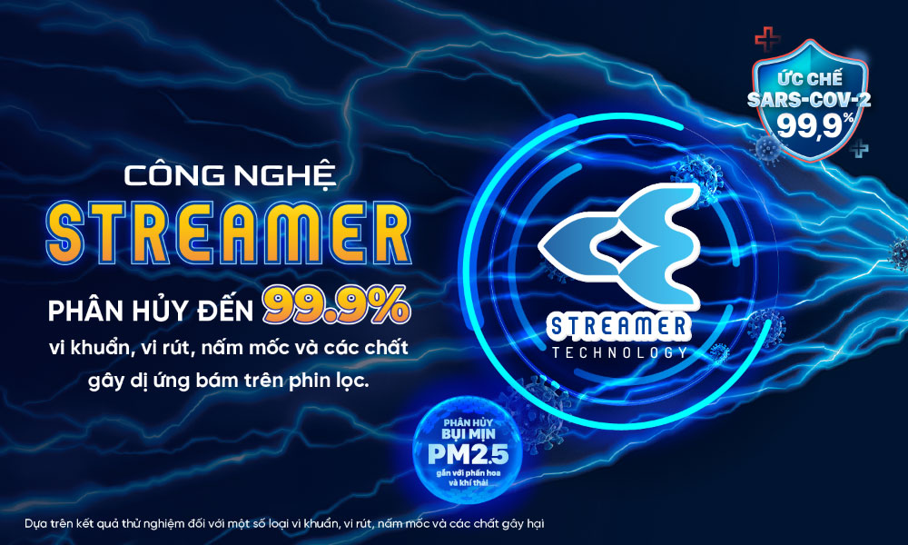 Công nghệ Streamer lọc khí mạnh mẽ