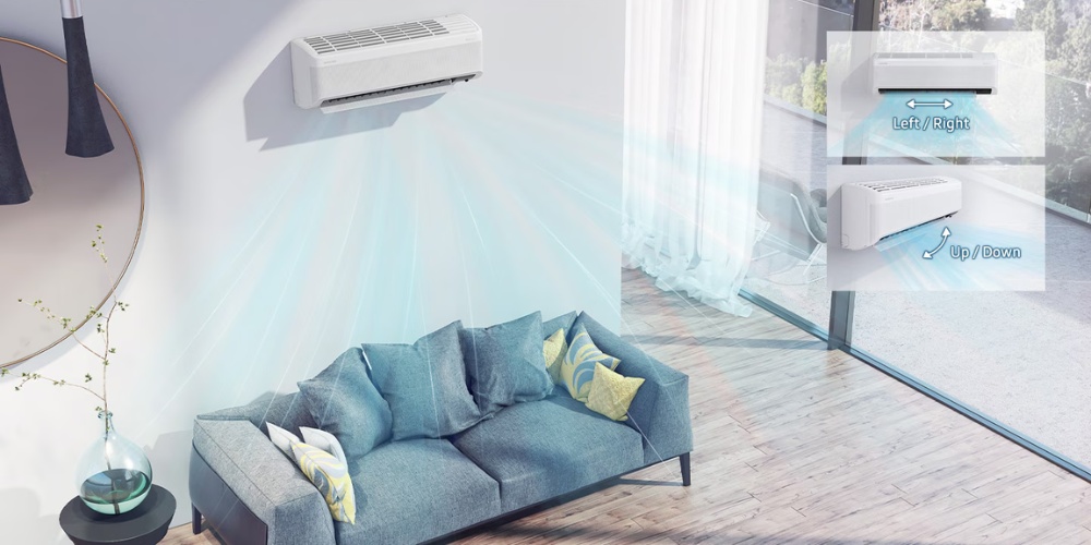 Đảo gió 4 chiều giúp hơi lạnh lan toả đồng đều