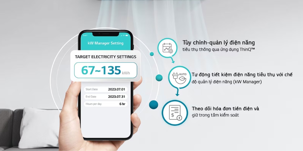 LG IEC24M1 với Kw Manager kiểm soát điện năng chủ động và có kế hoạch