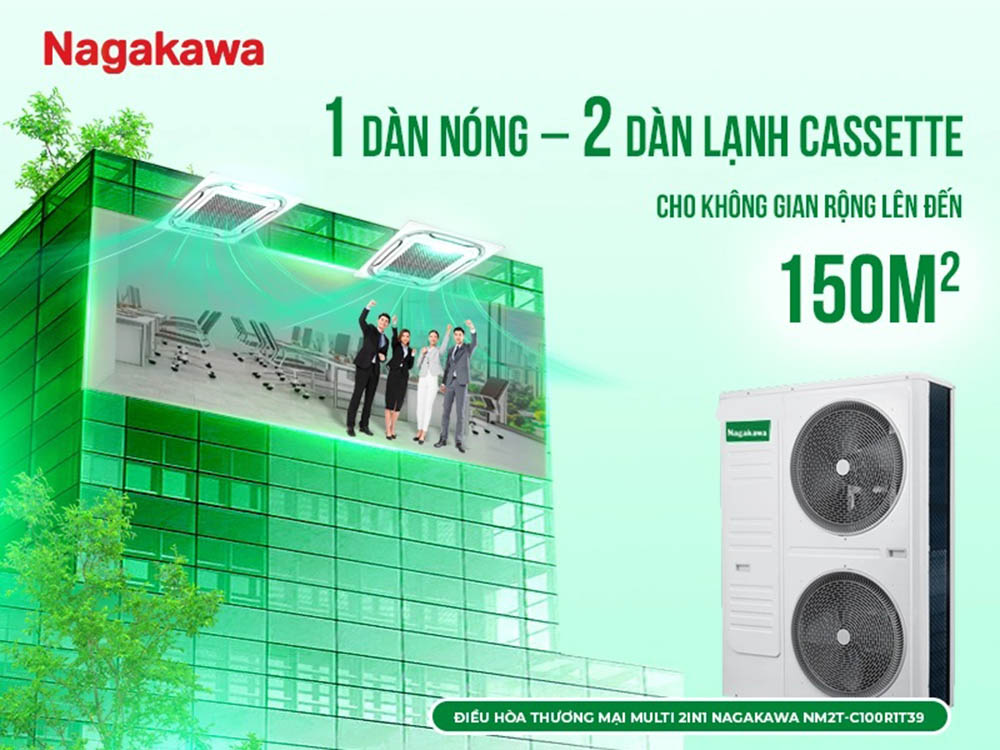 Máy Lạnh Multi Nagakawa NM2T-C100R1T39 có kết nối 2 dàn lạnh