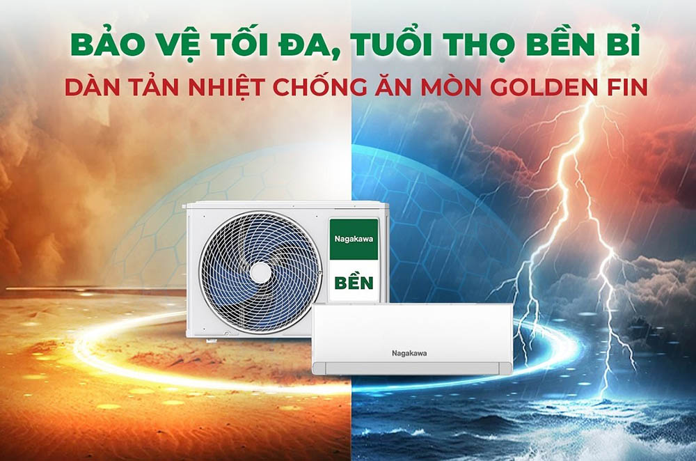 Máy Lạnh Nagakawa NIS-C18R2U51 với dàn tản nhiệt Golden Fin