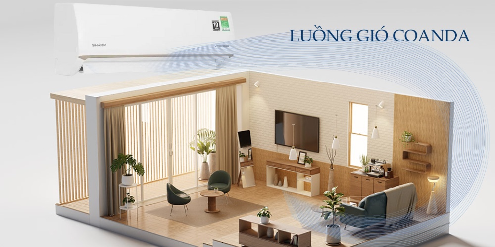 Máy lạnh Sharp AH/AU-X10CEWC ứng dụng cơ chế thổi gió Coanda