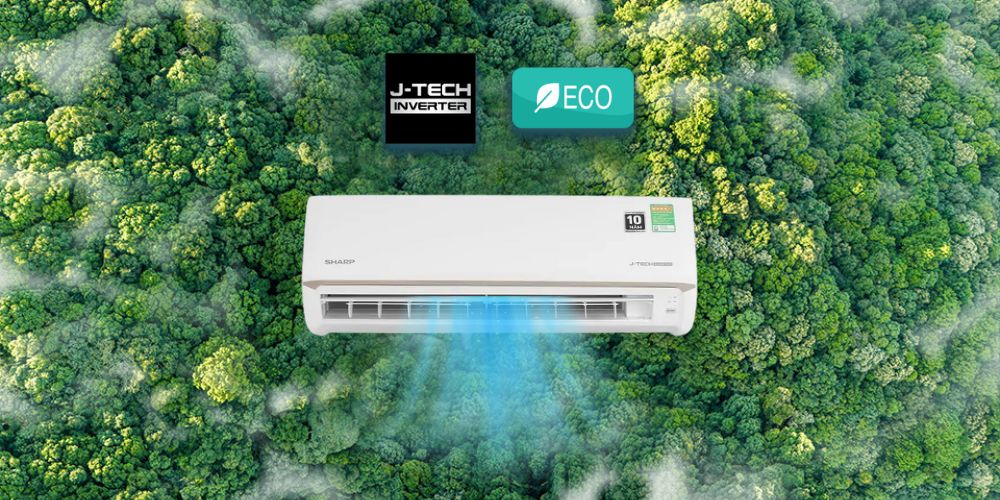 Sharp AH/AU-X18CEWC tiết kiệm điện nhờ Eco, J-Tech Inverter