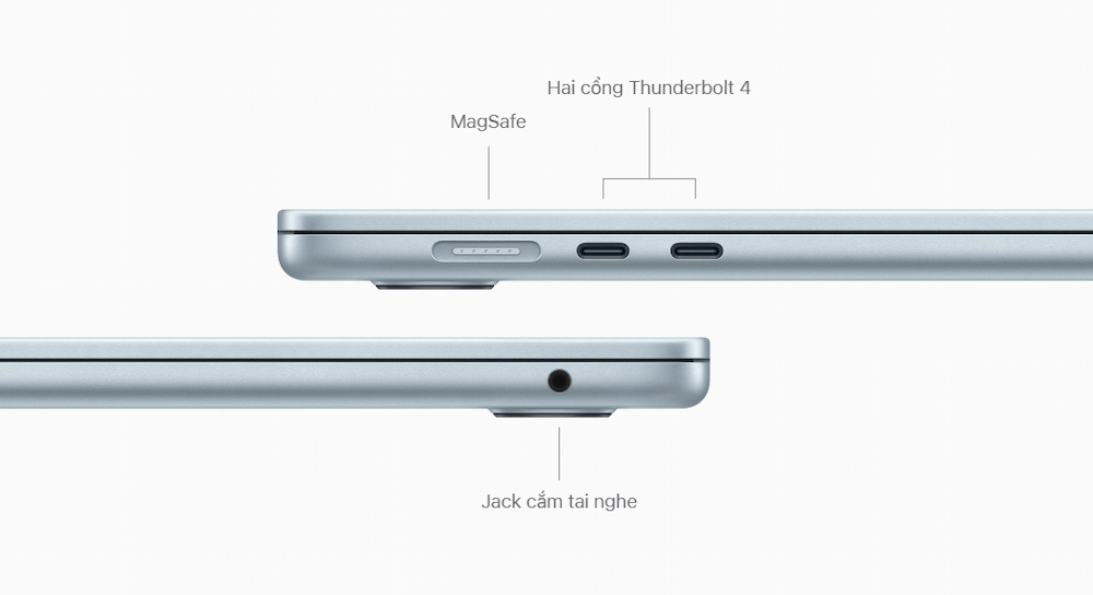 MacBook Air 13 inch M4 với cổng kết nối tiện lợi