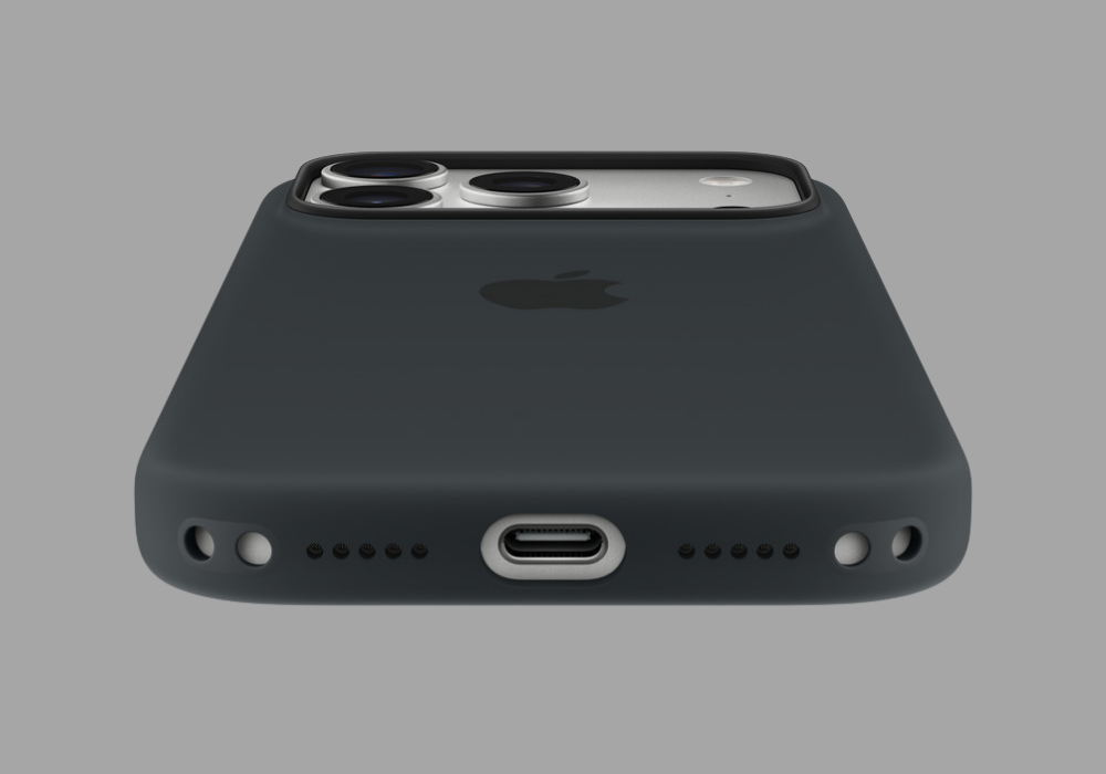 Ốp lưng iPhone 17 Pro Silicone Case Black hai điểm kết nối dây đeo