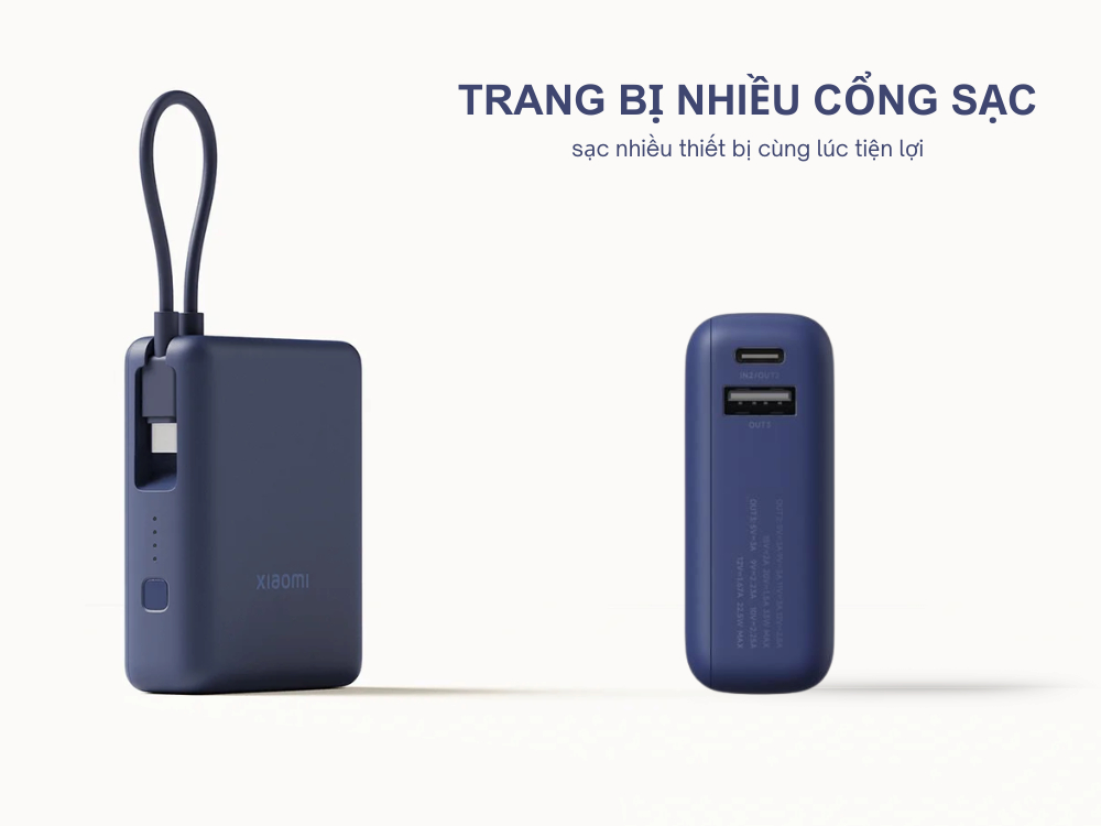 Pin sạc dự phòng Xiaomi PB1033MI Type C được trang bị nhiều cổng sạc