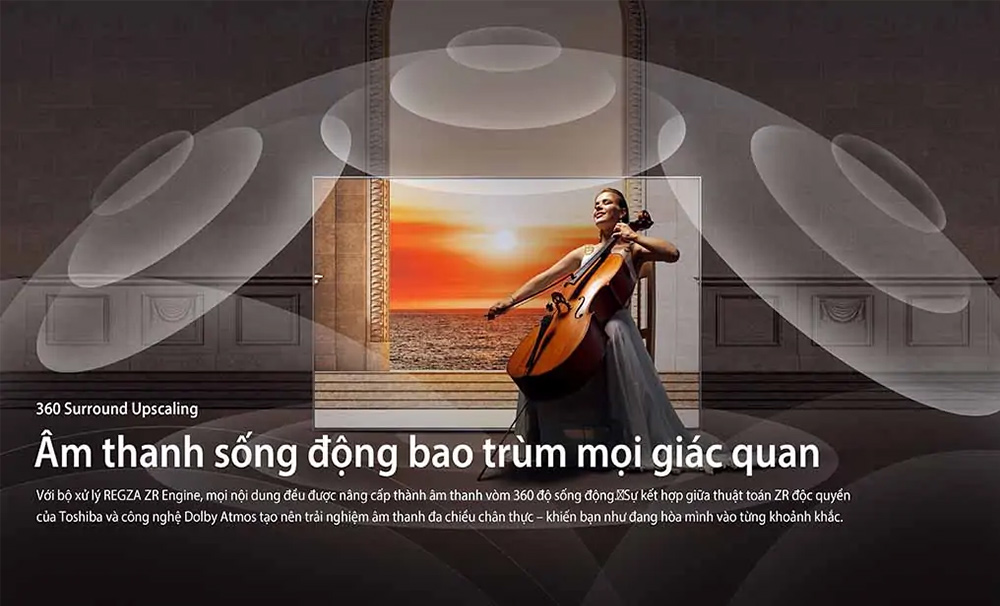 360 Surround Upscaling Tivi QLED Toshiba AI 4K 65 inch 65M450RP