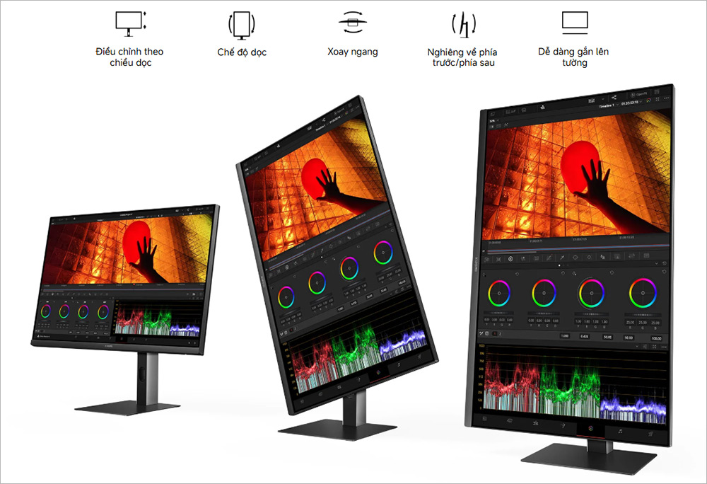 Chân đế đa chiều, hỗ trợ VESA Màn hình 4K Xiaomi A27UI
