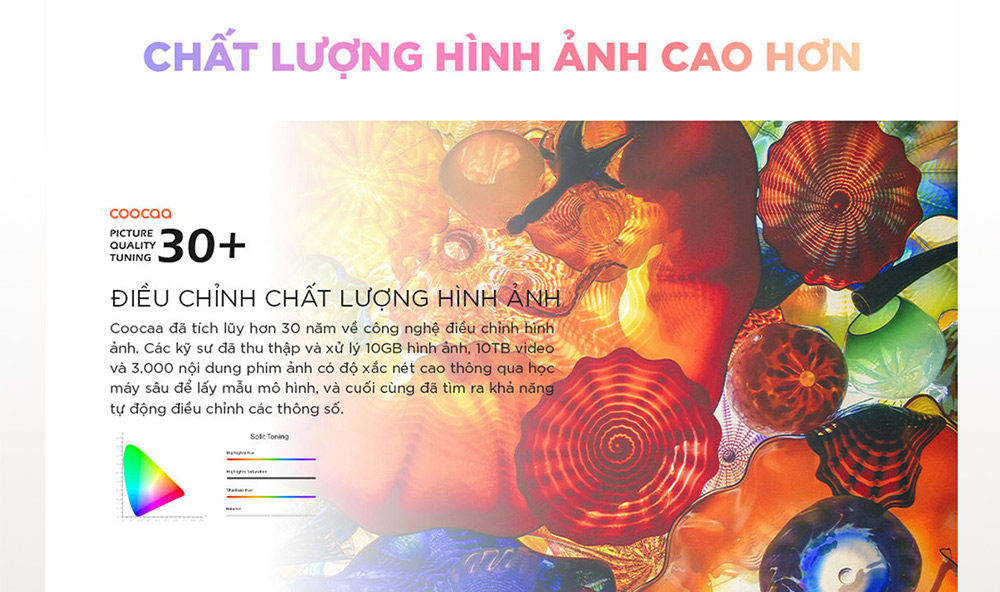 Sử dụng công nghệ AI tối ưu hình ảnh Tivi Coocaa QLED 4K 55 Inch 55Y68 Pro