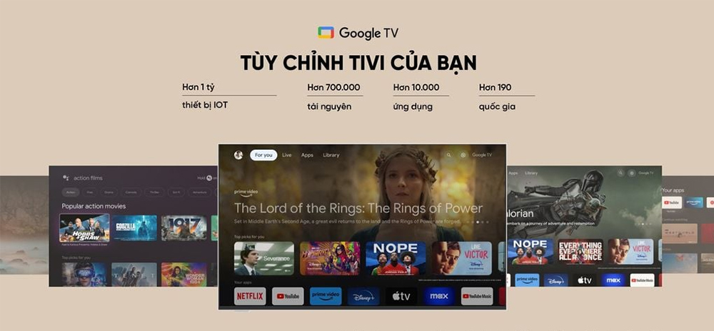 Hệ điều hành Google TV cung cấp nhiều nội dung giải trí