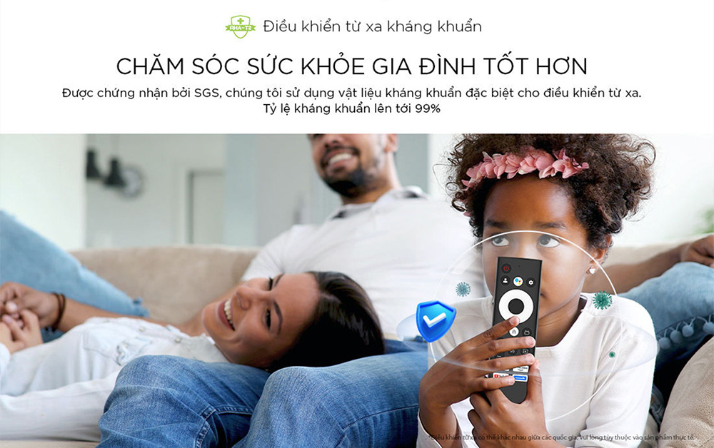 Điều khiển từ xa kháng khuẩn tới 99% Tivi Coocaa QLED 4K 55 Inch 55Y68 Pro