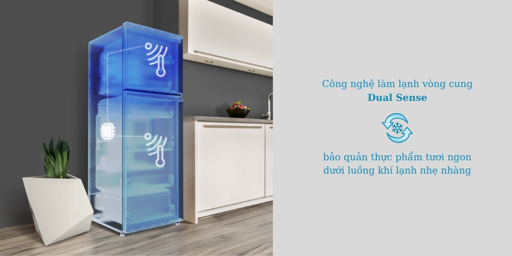 Công nghệ làm lạnh vòng cung Dual Sense của tủ lạnh Hitachi HRTN6379SGBKVN