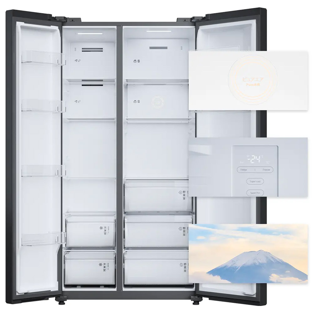 Tủ Lạnh GR-RS910WI-PMV(06)-MG có nội thất trắng phối hợp với vân gỗ