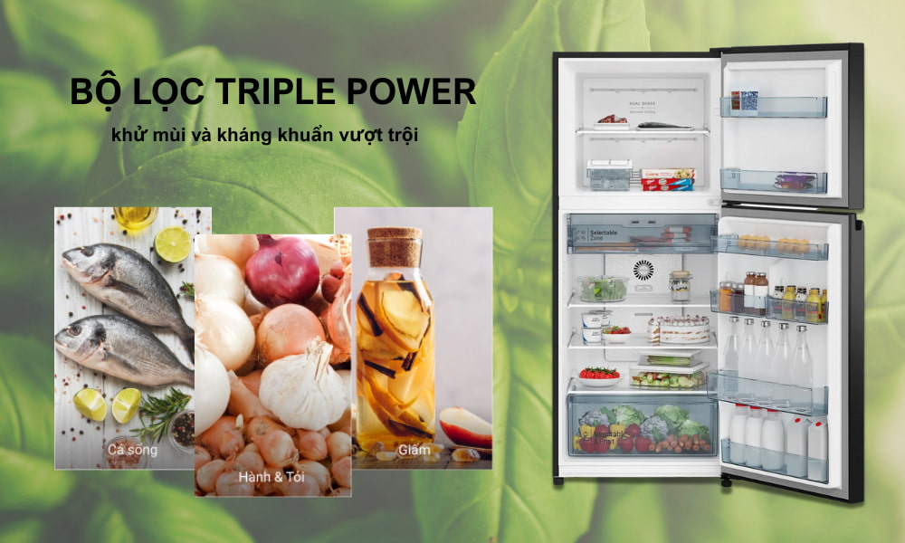 Tủ Lạnh Hitachi Inverter 344 Lít HRTN6379SUVN được trang bị bộ lọc Triple Power
