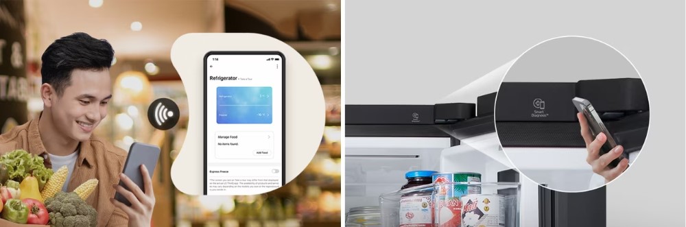 Điều khiển tủ lạnh LG LFD58BLMAI từ và chẩn đoán thông minh