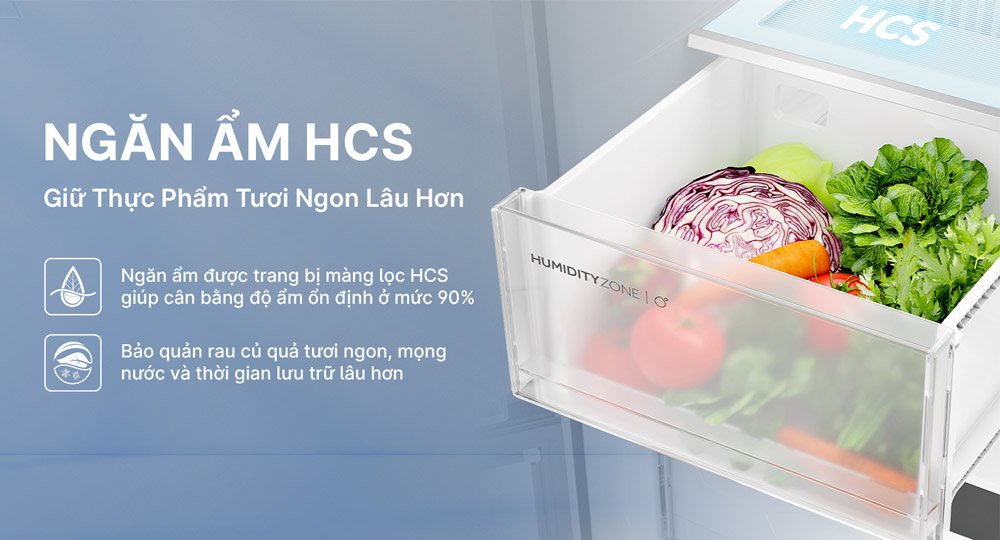 Tủ Lạnh Aqua AQR-M600XA(GB) giữ rau củ và trái cây tươi ngon