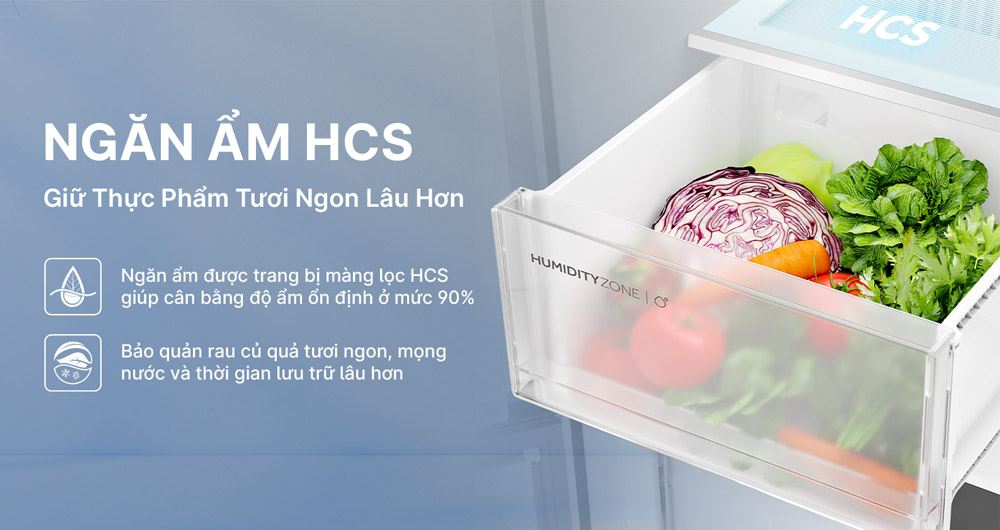 Ngăn ẩm HCS của Tủ Lạnh Aqua Inverter 529 Lít AQR-M600XA(GC)