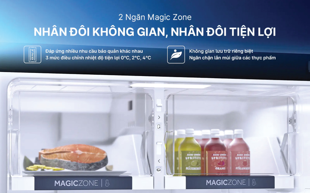 2 ngăn đông mềm Magic Zone bảo quản tối ưu nhiều loại thực phẩm