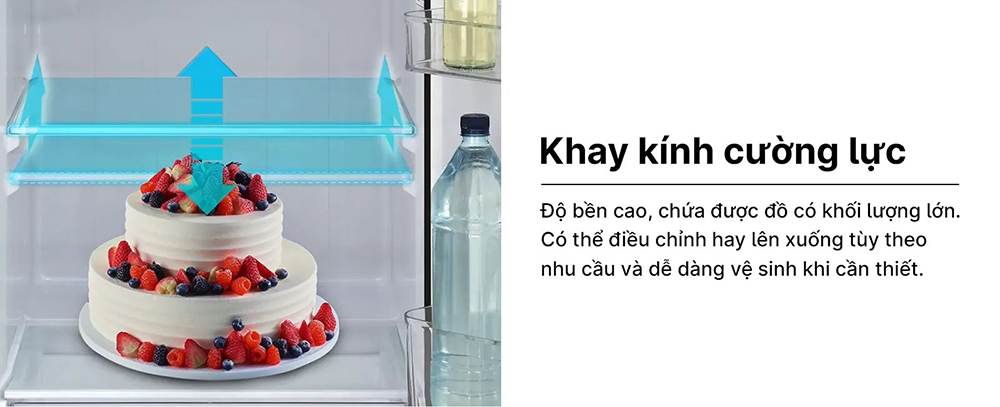 Tủ Lạnh Aqua 90 Lít AQR-D100FA(GG) có khay kính cường lực