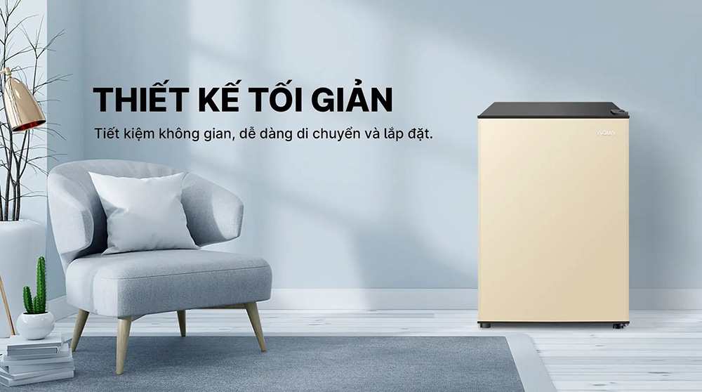 Tủ Lạnh Aqua 90 Lít AQR-D100FA(GG) thiết kế tối giản, tiết kiệm không gian