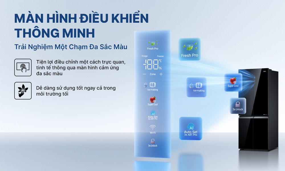 Màn hình điều khiển thông minh của Tủ Lạnh Aqua AQR-M600XA(GB)